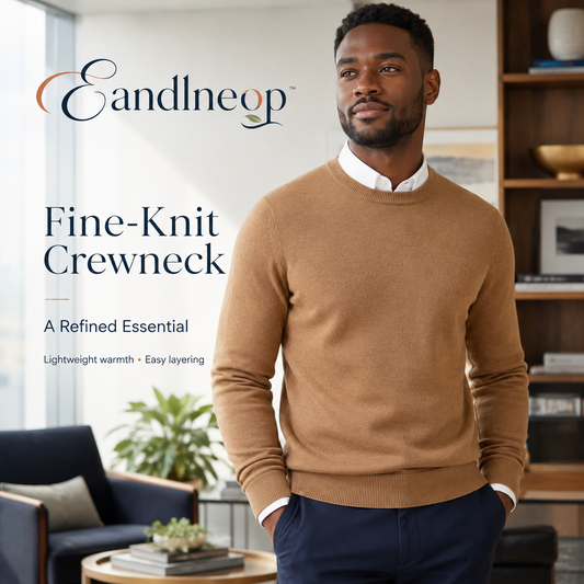 Eandlneop™ Men’s Fine-Knit Crewneck Sweater – Lightweight Business Casual Pullover