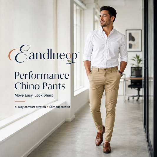 Eandlneop™ Men’s Performance Stretch Chino Pants – Slim-Tapered Business Casual Trousers