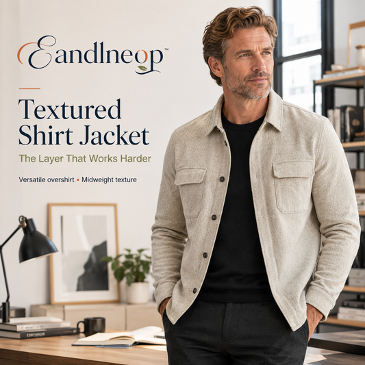 Eandlneop™ Men’s Textured Shirt Jacket – Long-Sleeve Business Casual Overshirt