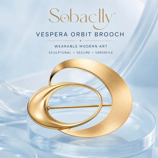 Sobaclly™ Vespera Abstract Orbit Brooch – Modern Gold Blazer & Scarf Pin