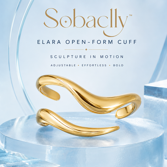 Sobaclly™ Elara Open-Form Arm Cuff – Sculptural Gold Upper Arm Bracelet