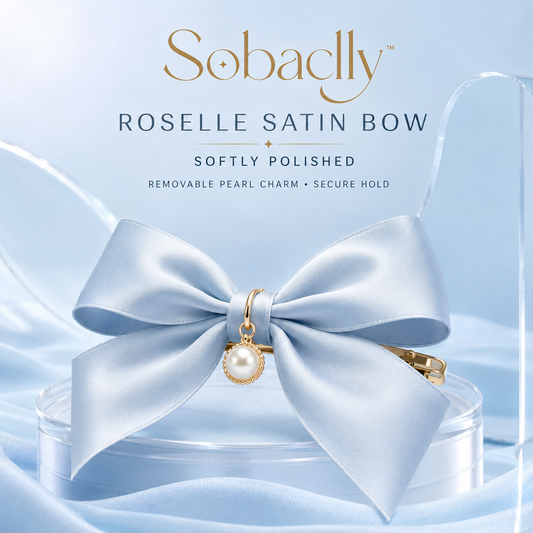 Sobaclly™ Roselle Satin Bow Barrette – Pearl Charm French Hair Clip